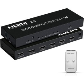HDMI 2X4 Splitter Switch with audio output HDMI Switcher 2 in 4 out for HDTV, PC,DVD,PS3 full HD1080p 3D