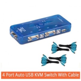 Automatic 4 Port USB KVM Switch with Cables